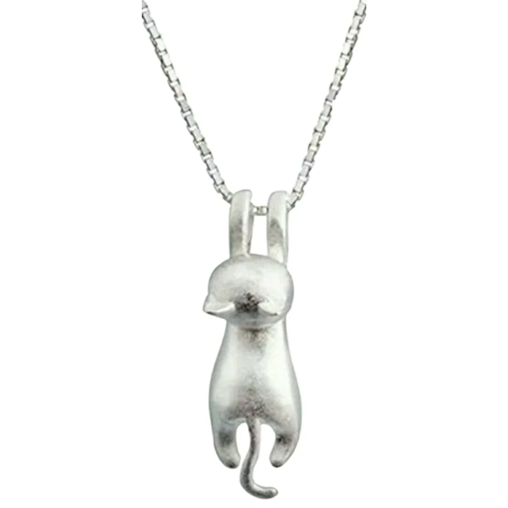 .925 Sterling Silver Cat Pendant w/ 16